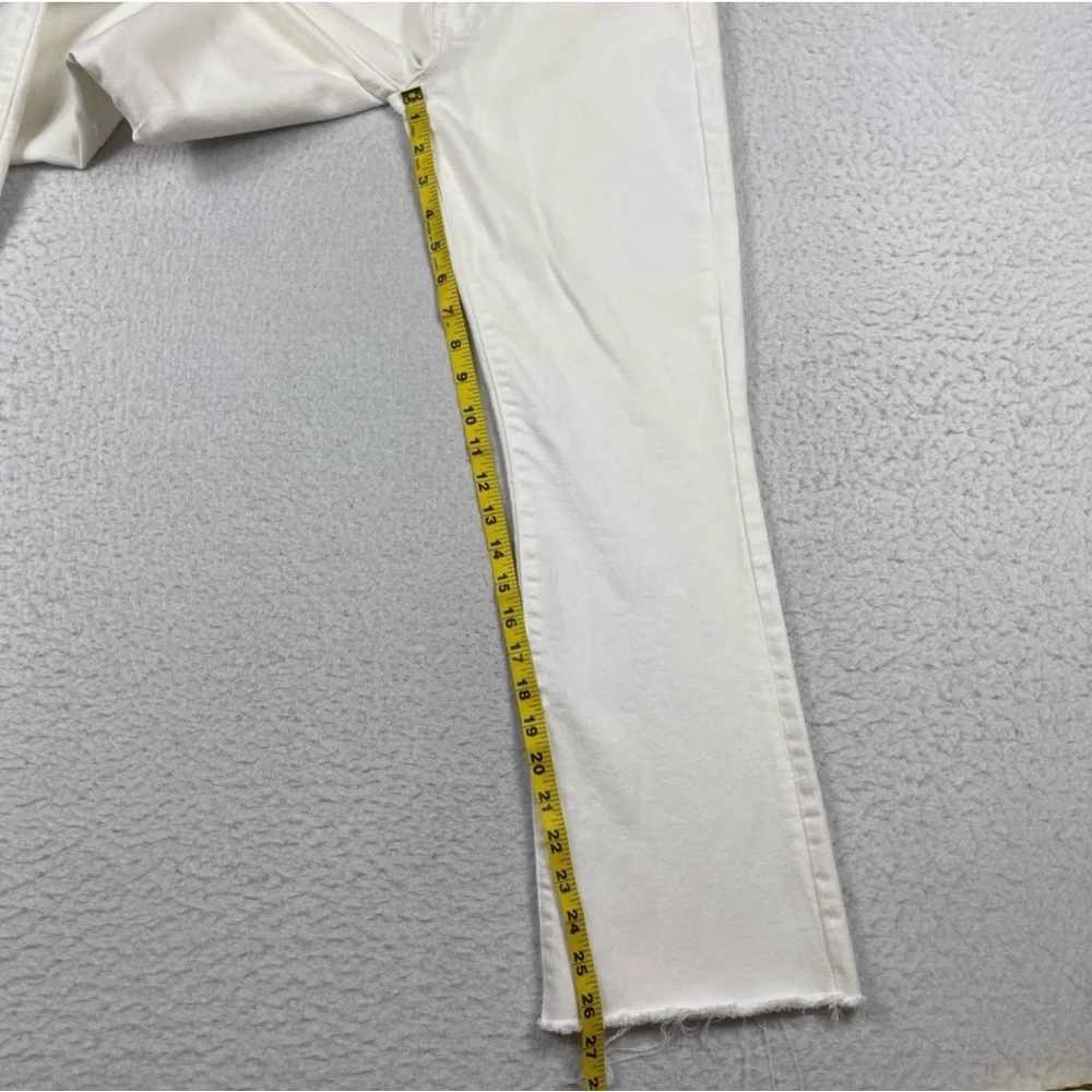 Mother Jeans Womens 29 White Denim High Rise Flare Hustler Ankle Fray Coastal - Picture 7 of 11